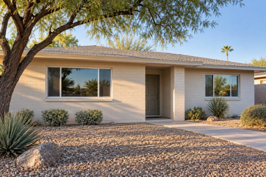 Aluminum framed windows on a 1980s single storey Glendale home